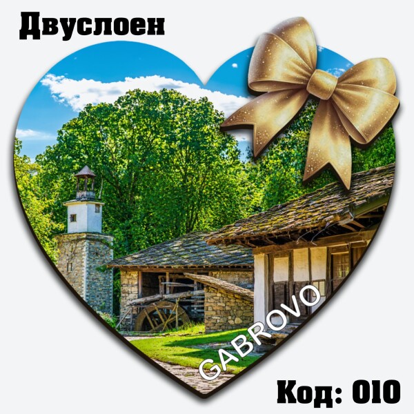 Сувенирен магнит Сърце + Панделка